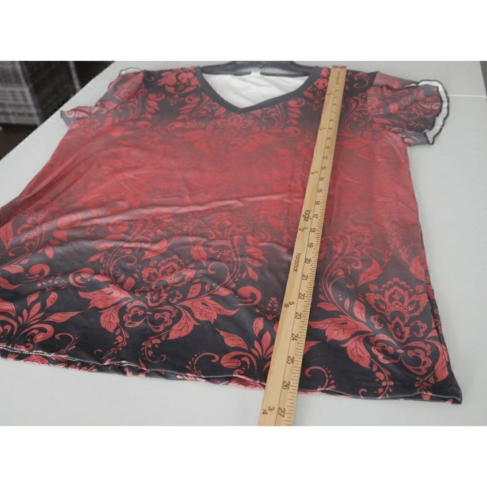 Brown & Black Abstract Short-Sleeve V-Neck Top - Picture 7 of 7